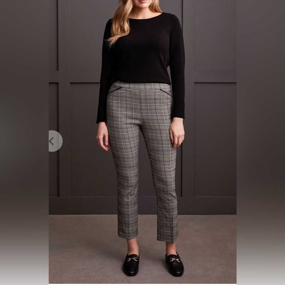 Tribal Classic Gray Plaid Pants size 16 W Academia Office Corp Core Preppy Urban